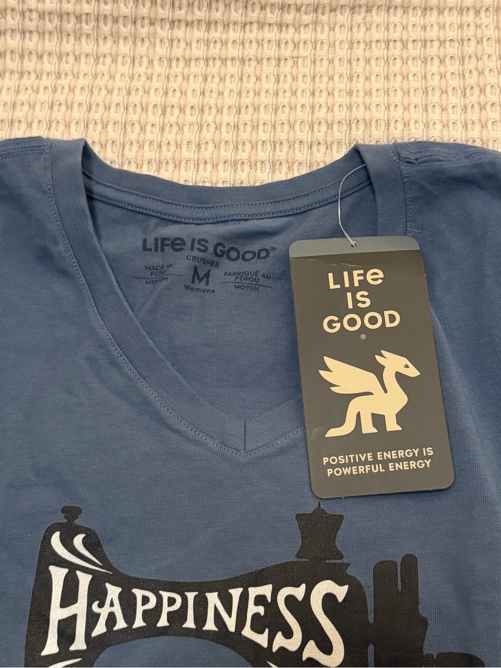 Life Is Good Women's Dusty Blue 'Happiness Is Homemade' V‑Neck Tee - Picture 6 of 6
